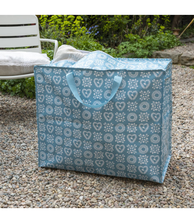 Grote opbergtas XL Friendship blauw gerecycled plastic 55 cm