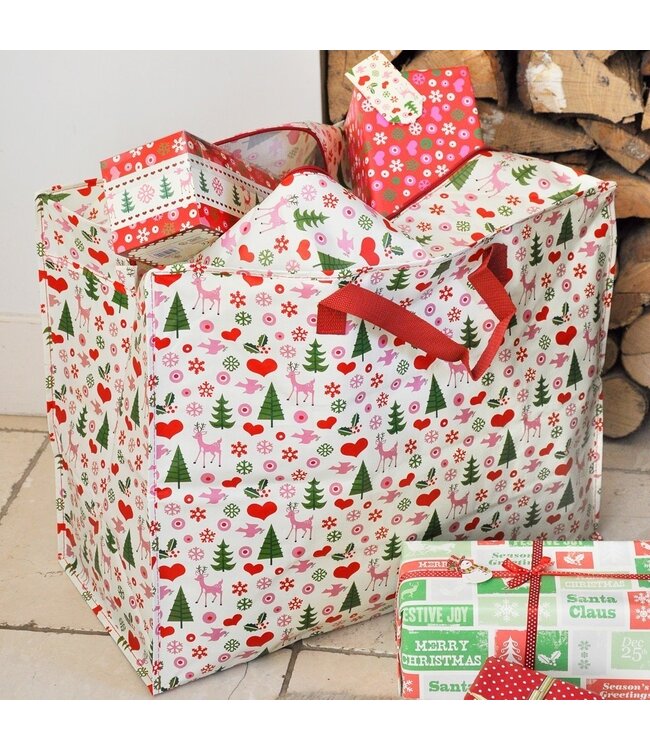 Big storage bag XL - 50's Christmas - recycled plastic 55cm