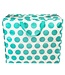 Big storage bag recycled plastic 55cm - turquoise on white.