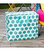 Big storage bag recycled plastic 55cm - turquoise on white.