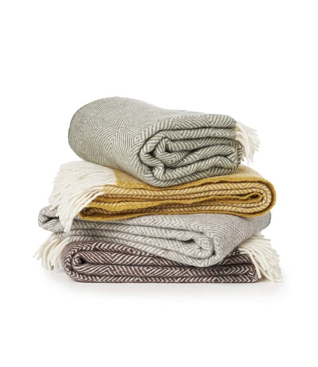 Throw eco wool Gooseye - yellow - 200x130 cm