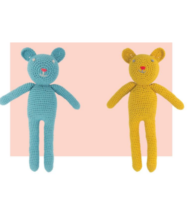 Crochet bear Bobby yellow - organic cotton 30 cm