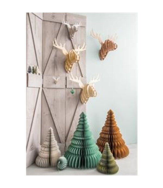 Papieren kerstboom 25 cm - wit muziekblad