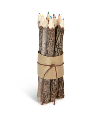 Kanika Set of 10 pencils with bark 18 cm- coloured tip
