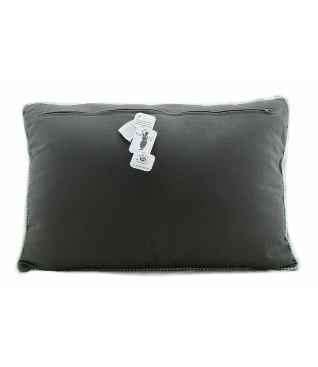 Pillow velour grey with colourful flowers - 40 x 60 cm