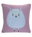 Only Natural Cushion pink with white woolen sheep 45x45 cm