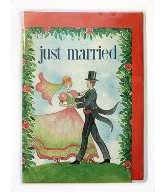 Floris Wenskaart Just Married 10x15cm met rode envelop