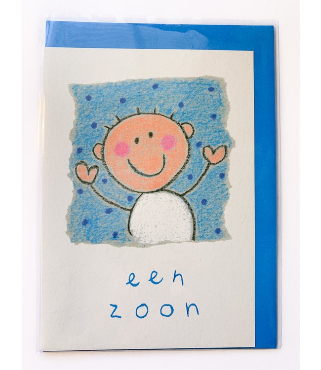 Wishing card "Een zoon" with blue envelope