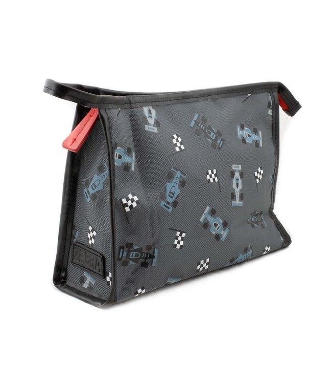 Toiletry bag with race cars
