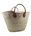 Shopper palmblad met kort leren hengsels 35x50 cm