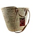 Straw bag with short and long leather handles