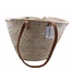 Shopper palmblad W50xD35cm met lange leren hengsels