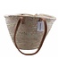 Straw bag with long leather straps - W50xH35cm