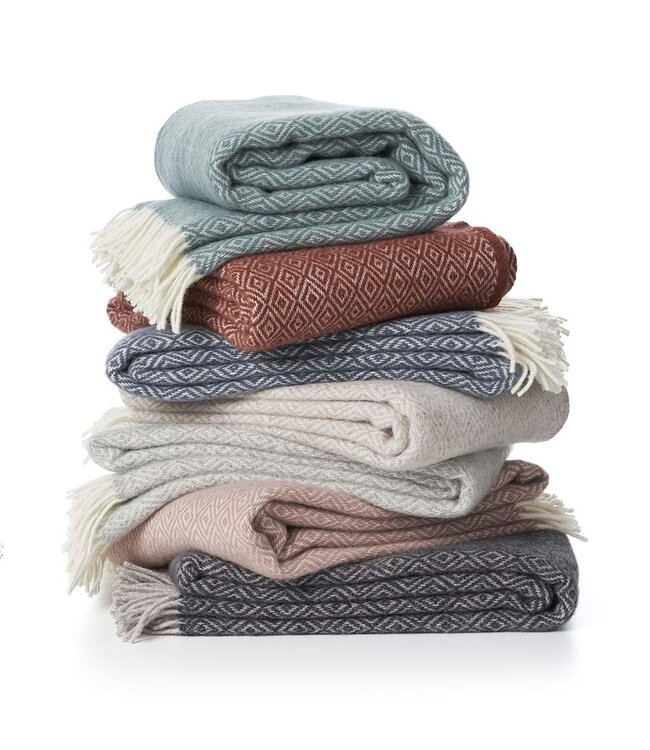 Plaid eco wool Stella - light grey and ecru