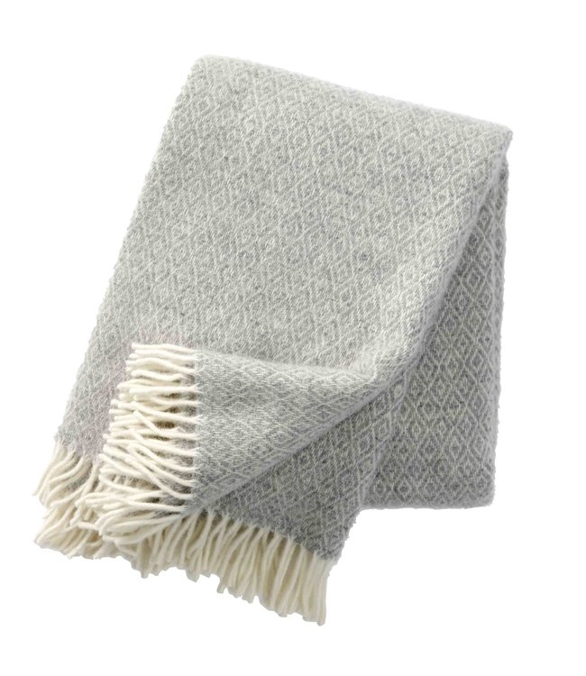 Plaid wol Stella - lichtgrijs en ecru