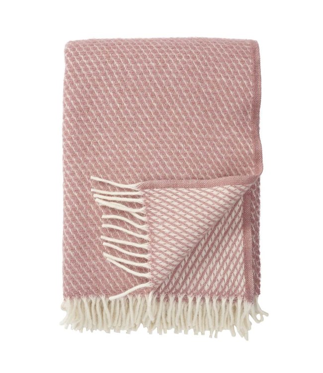 Plaid eco wool Velvet pink-white 200x130 cm
