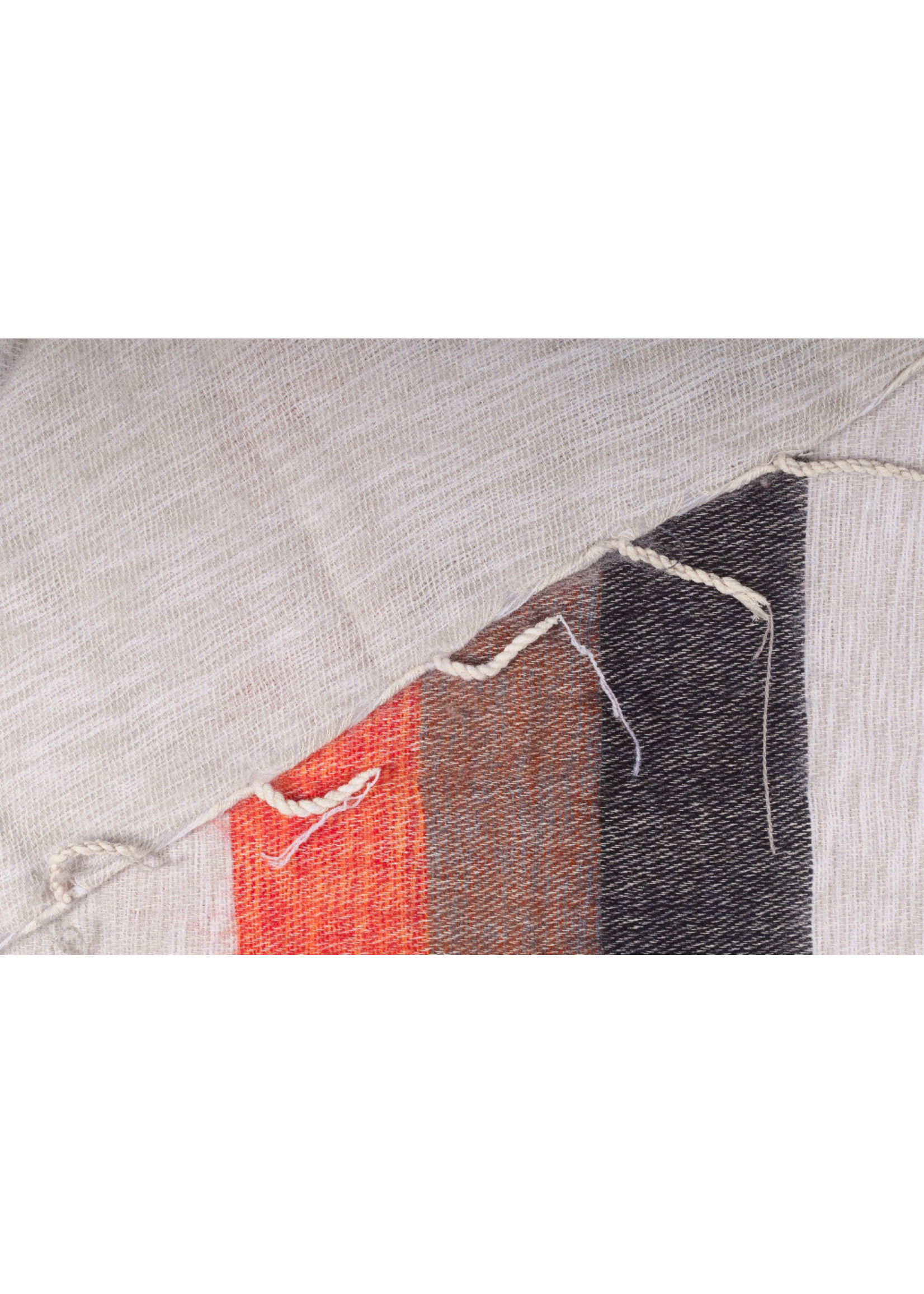 Sjaal met Verhaal Sjaal katoen+acryl (wol-look) 180x80 cm creme-taupe-oranje