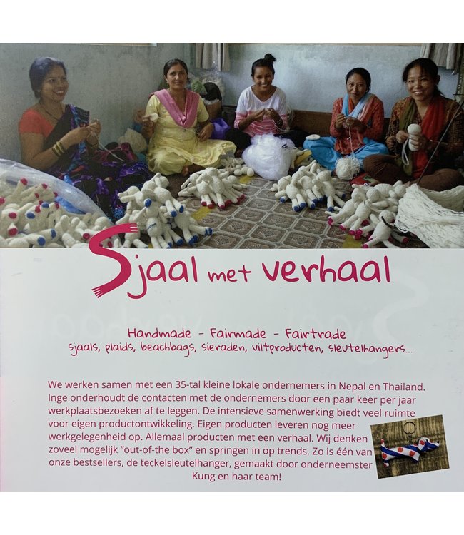 Shawl 180x80 cm (wool-look) cream-taupe-orange