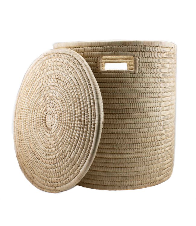 Mand palmblad met  deksel Naturel H45xD40cm - medium