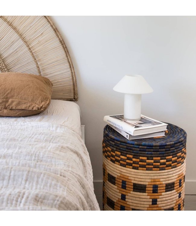 Mand palmblad met deksel Naturel H38xD35cm - small