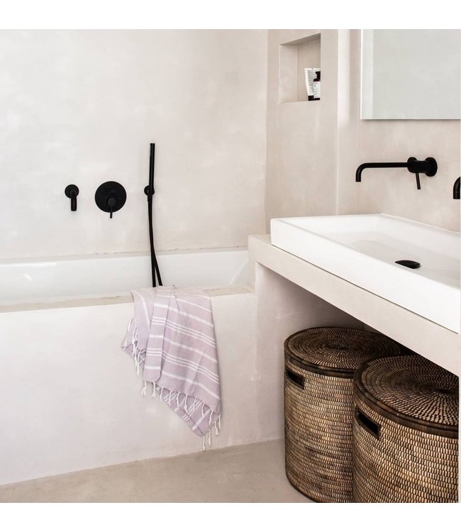 Mand palmblad met deksel Bruin H38xD35cm - small