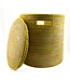 Palmleave basket with lid Yellow H45xD40cm - medium