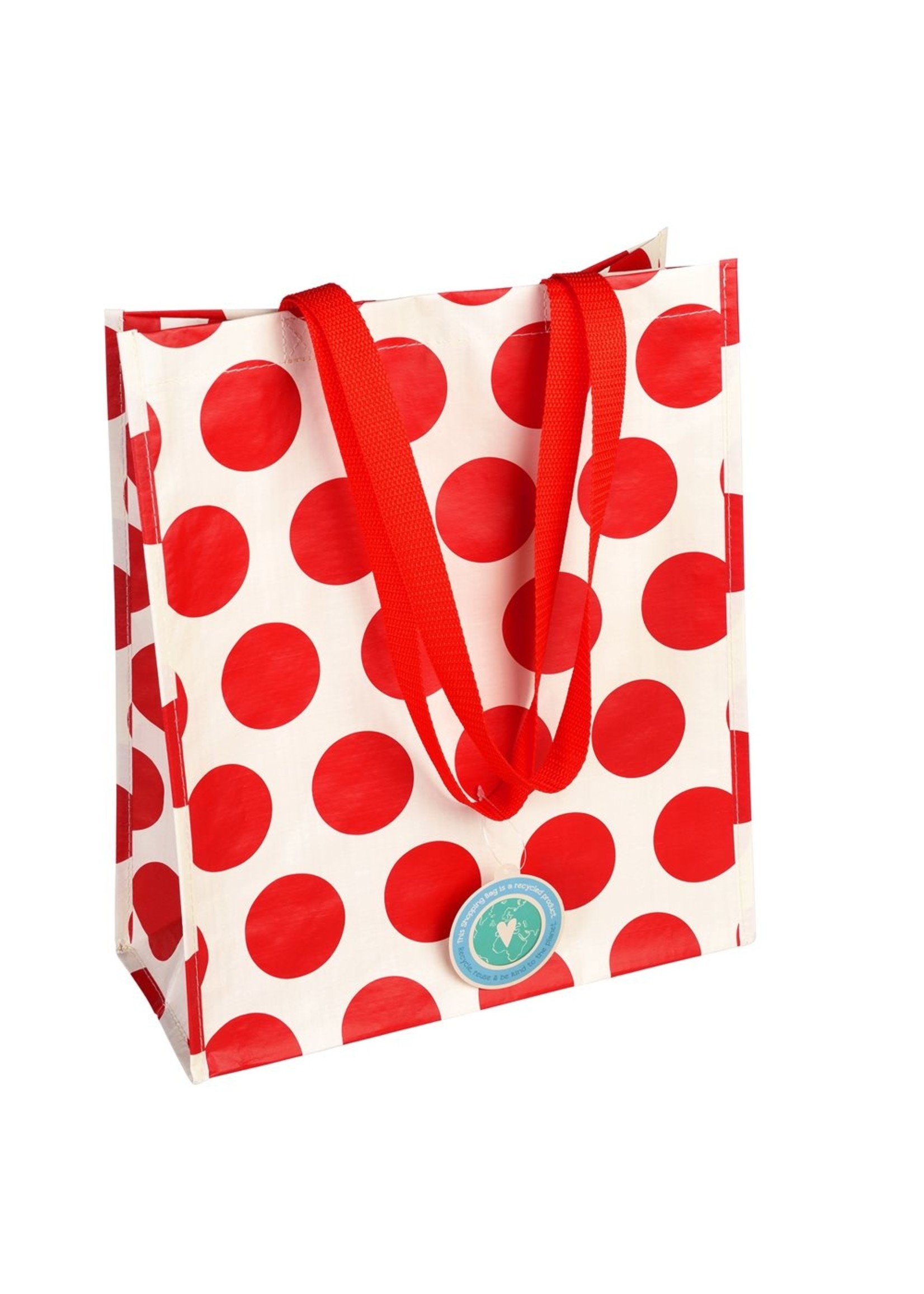 Rex London Shopper 40x34 cm recycled plastic white with red dots