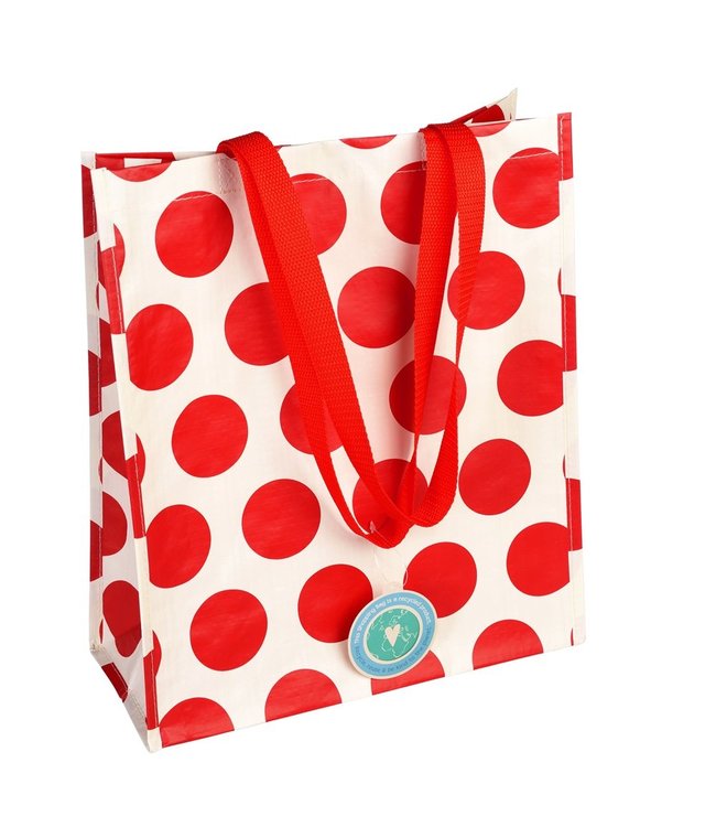 Shopper 40x34 cm recycled plastic white with red dots