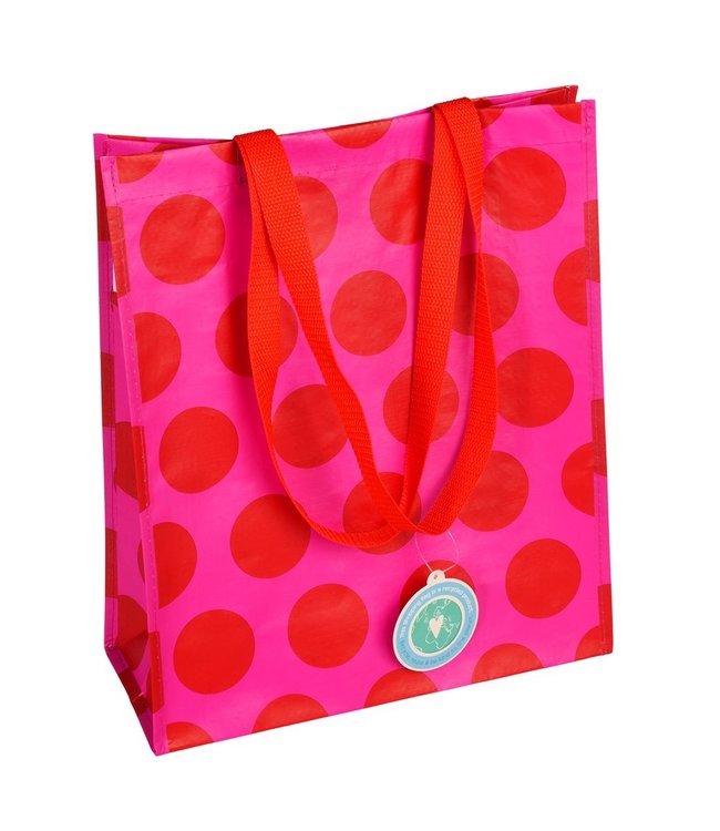 Shopper 40x34 cm recycled plastic - Fuchsia with red dots