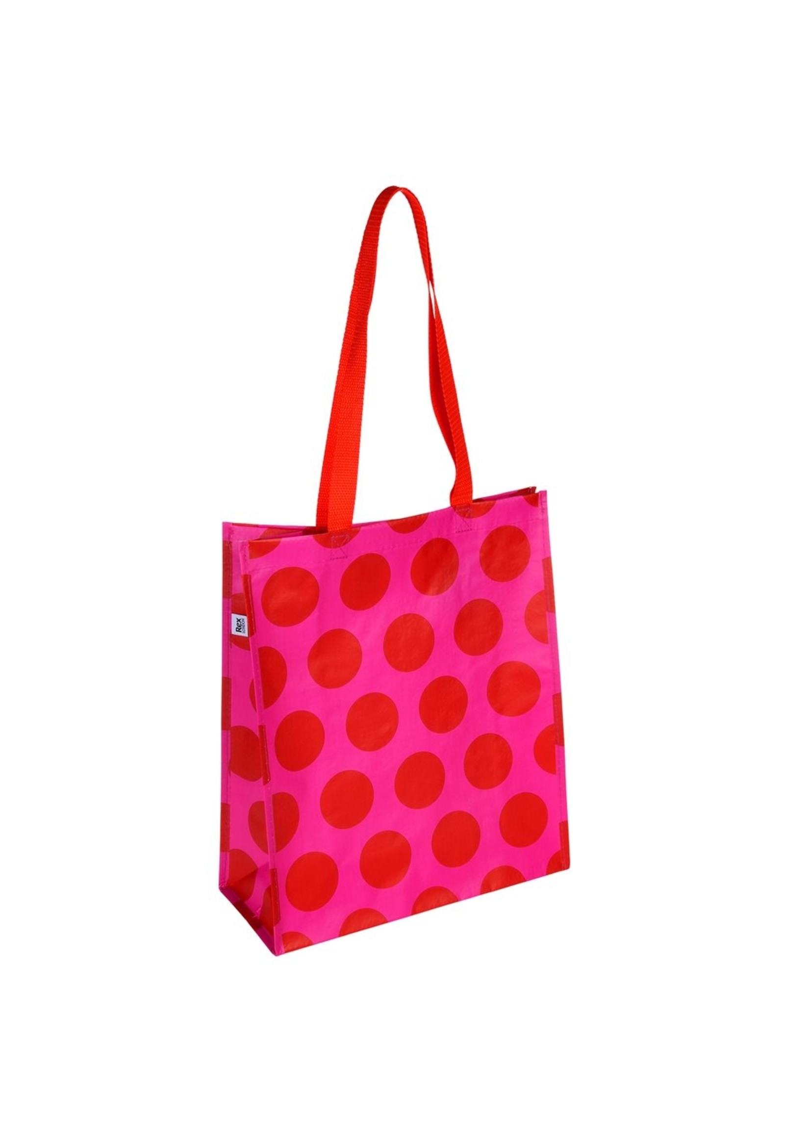 Rex London Shopper 40x34 cm recycled plastic - Fuchsia with red dots
