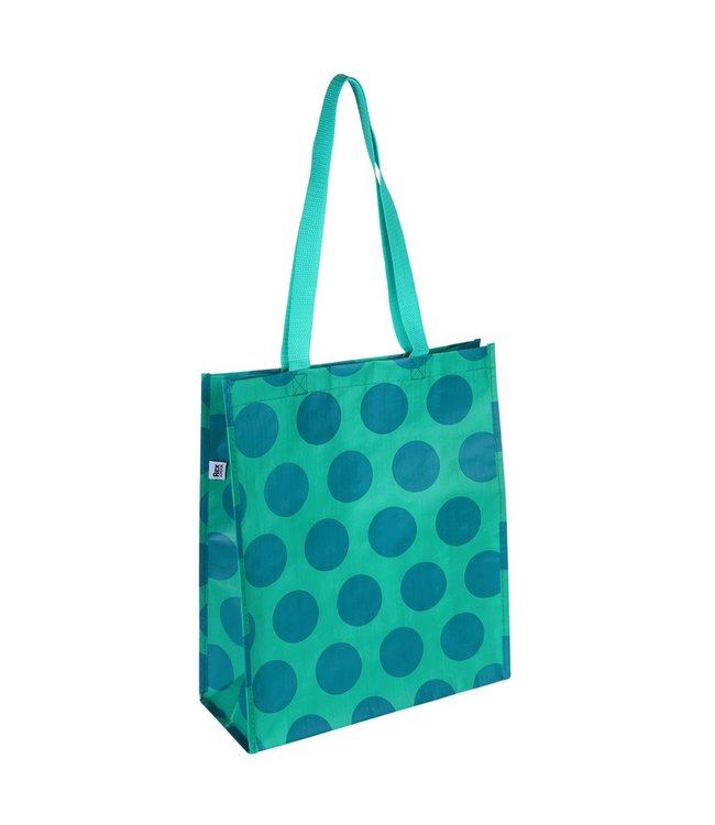 Shopper 40x34 cm recycled plastic - Turquoise with blue dots
