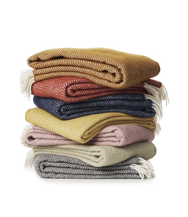 Plaid wol Chevron geel - 200 x 130 cm