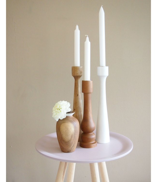 Houten kandelaar recht naturel 25 cm Kinta