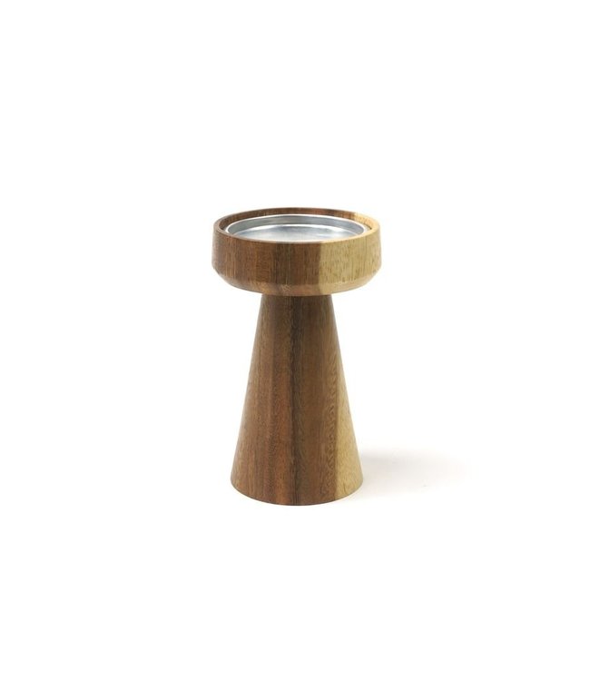 Wooden candleholder mushroom shaped - length 16 cm