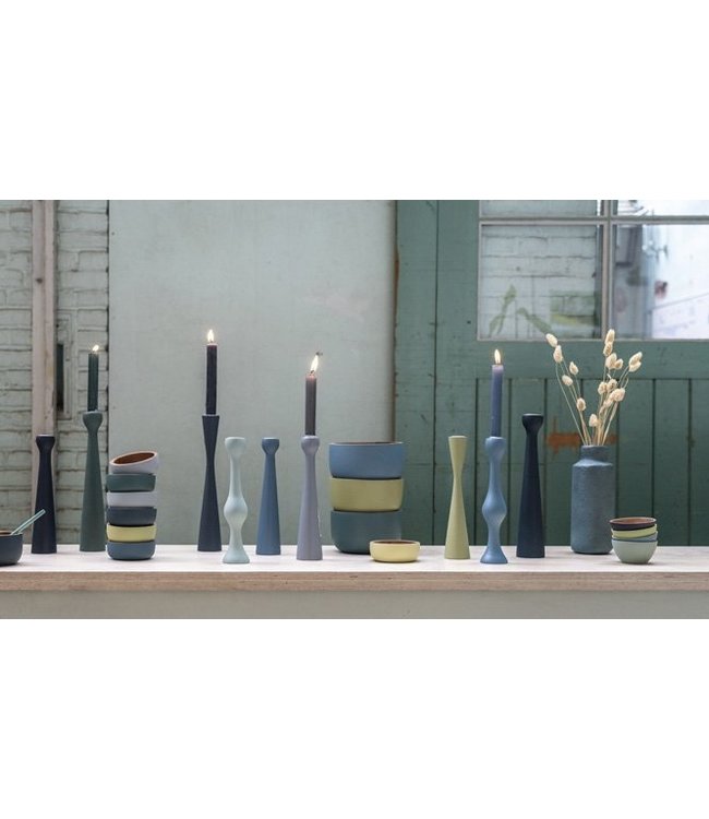 Wooden candleholder X-shaped anthracite 25 cm