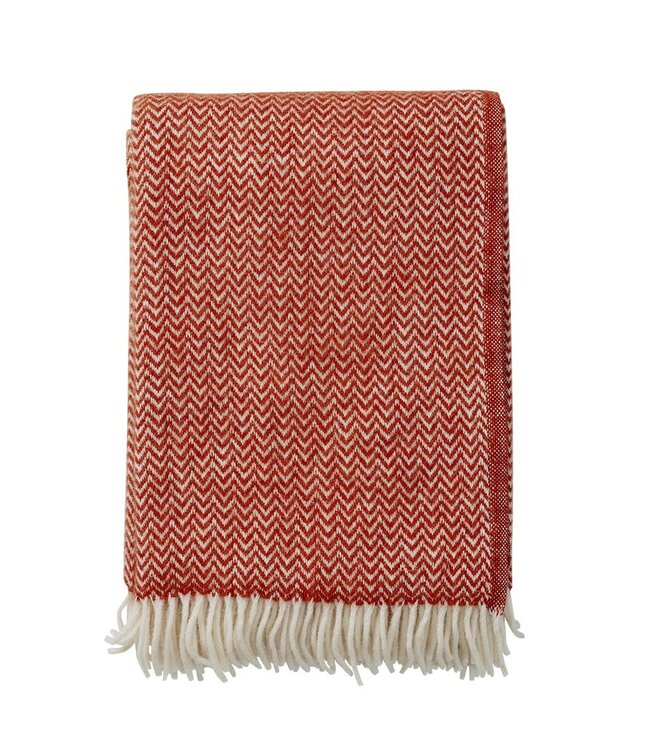 Plaid eco wool Chevron Ruby red - 200x 130 cm