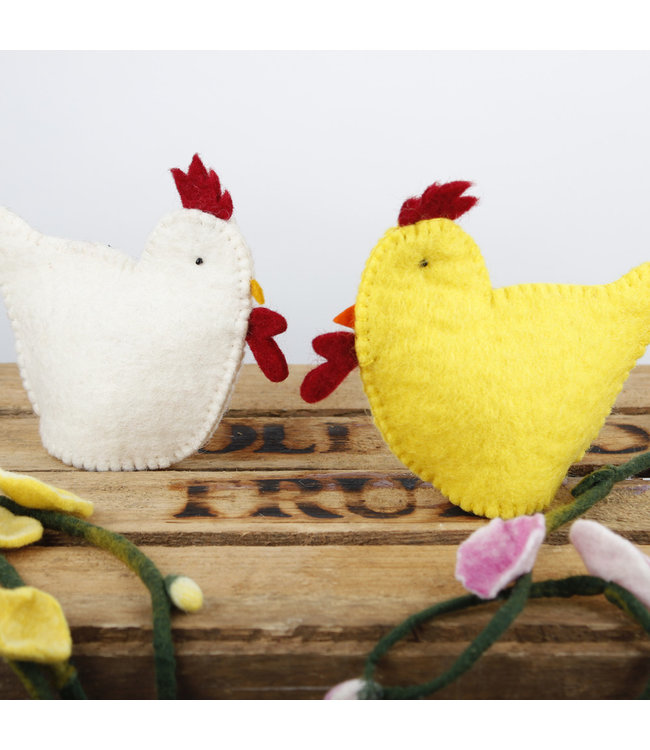 Vilten eiwarmer Kip - geel