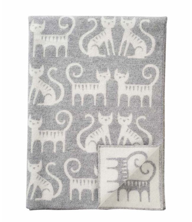 Blanket eco wool Cat Couple  grey 180x130cm