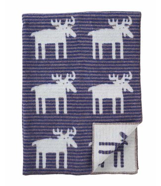 Klippan Deken Eland eco wol blauw-grijs gestreept 180x130cm