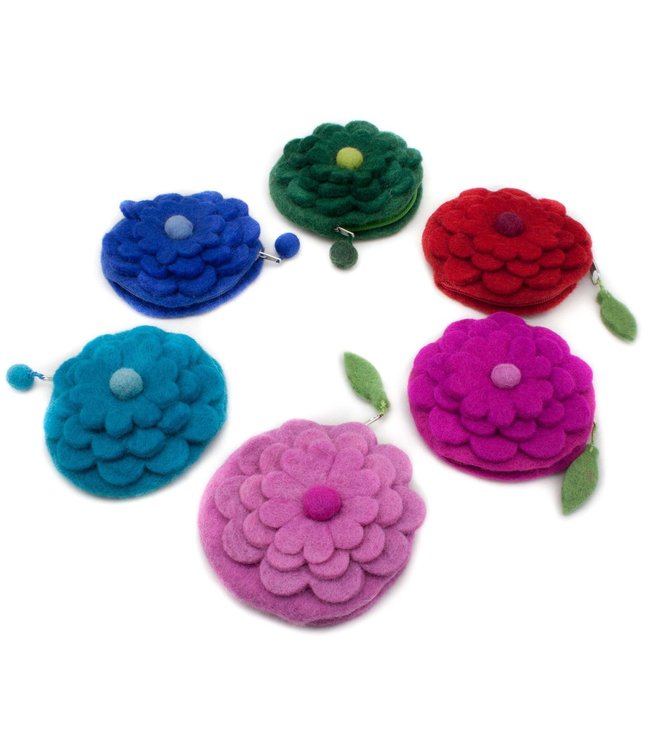 Felt wallet flower Turquoise - 10 cm