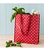 Shopper gerecycled plastic - Rood met witte stippen 40x34cm