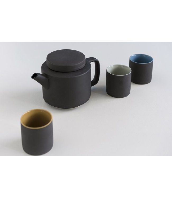 Theepot keramiek 13cm/ 950 ml mat-mat zwart