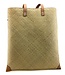 Palmleave bag with brown leather handles - natural