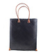 Gone Arty Palmleave bag with brown leather handles - black