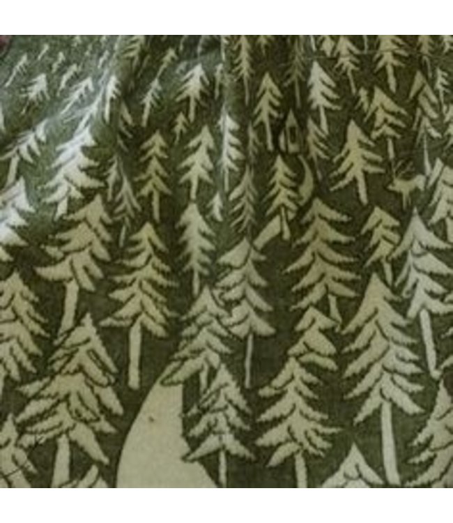 Plaid House in the Forest eco wol groen - ecru 180x130cm