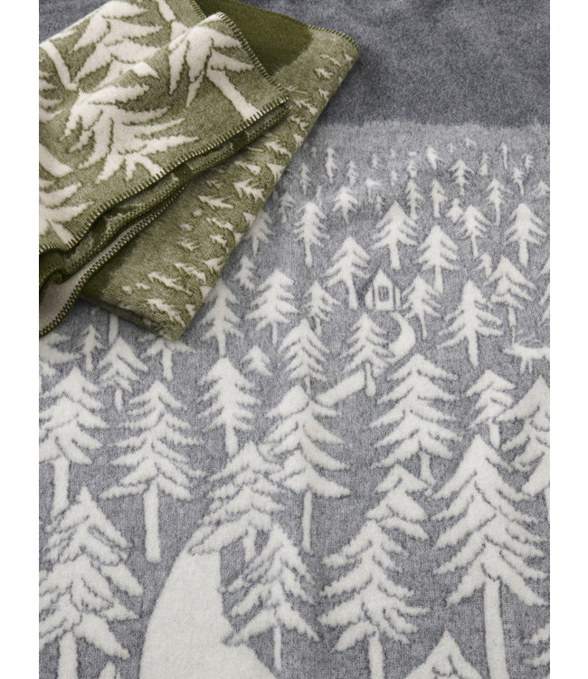 Plaid House in the Forest eco wol grijs-wit - 180 x 130 cm