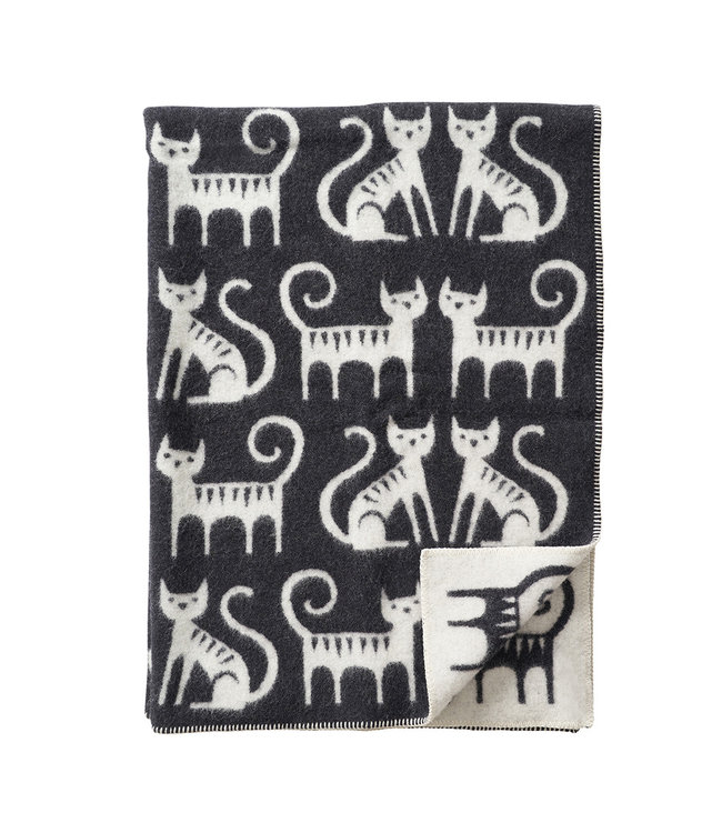 Blanket eco wool Cat Couple black and white - 180x130cm