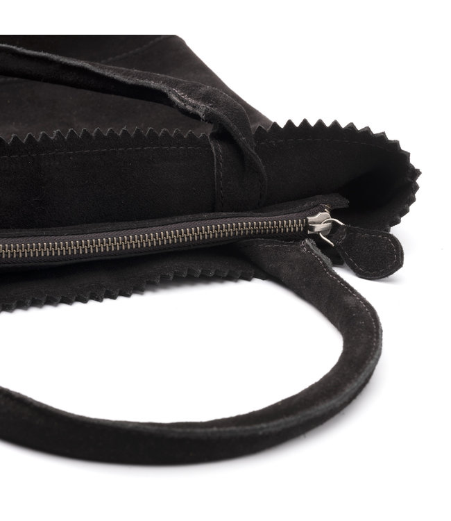 Suède karteltas zwart met clutch