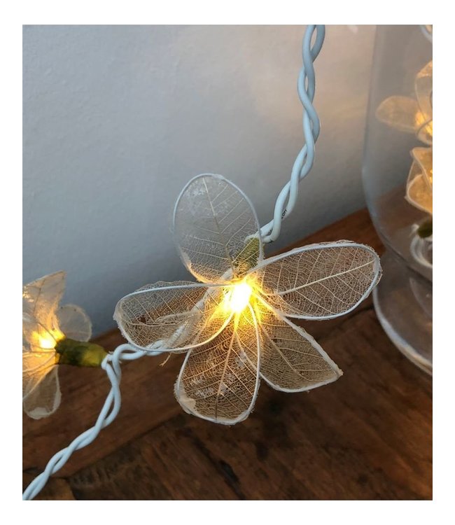 Lichtslinger met bloemen 3 meter - ecru