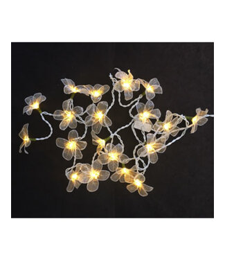 Light string with flowers - ecru - 3 metres